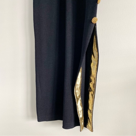 St. John Evening Black and Gold Dress Size 10 - Picture 3 of 13
